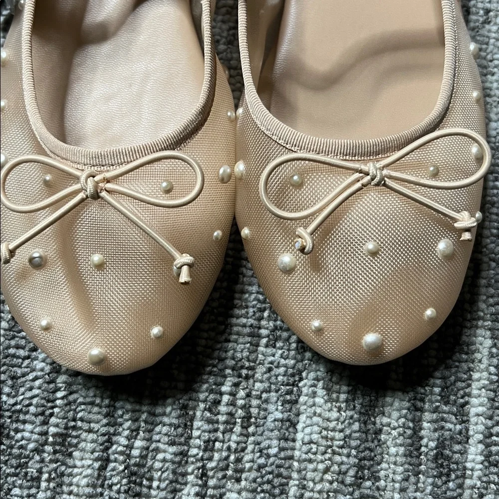 Art Class - Girl’s Fleur Mesh Pearl Ballet Flats Size 4 - Picture 5 of 8